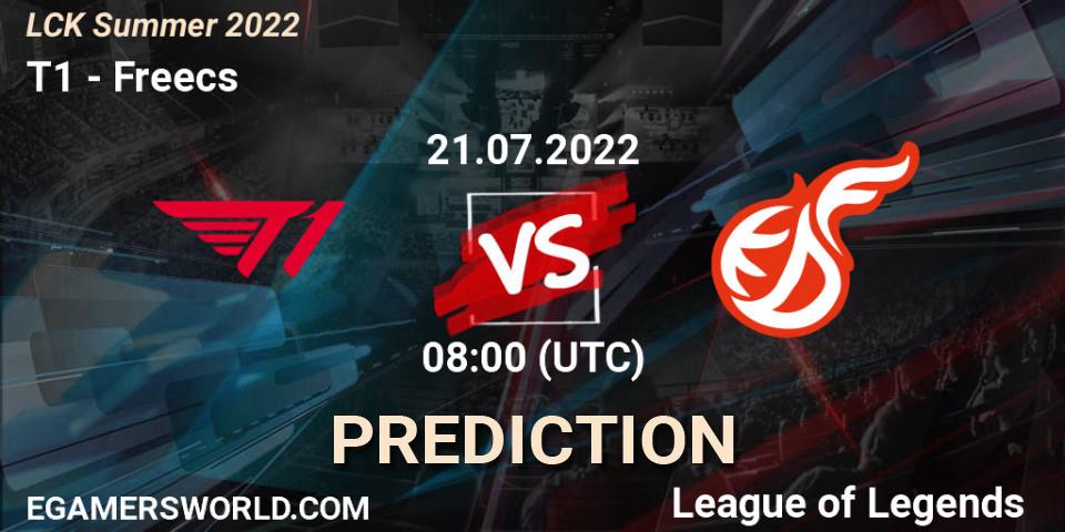 T1 contre Freecs : prédiction de match. 21.07.2022 at 08:00. LoL, LCK Summer 2022