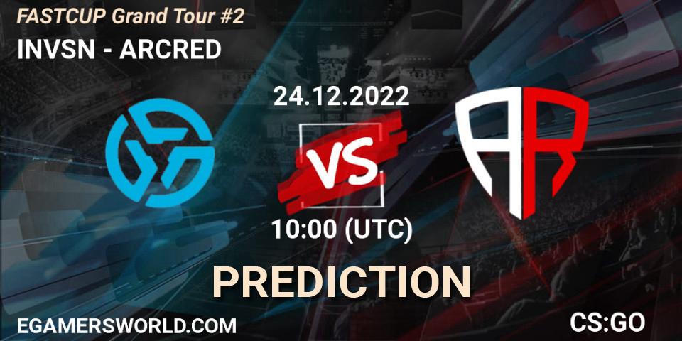 INVSN contre ARCRED : prédiction de match. 24.12.2022 at 10:00. Counter-Strike (CS2), FASTCUP Grand Tour #2
