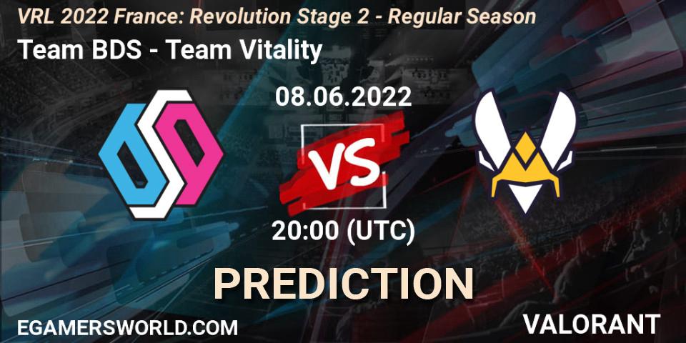 Team BDS contre Team Vitality : prédiction de match. 08.06.2022 at 20:00. VALORANT, VRL 2022 France: Revolution Stage 2 - Regular Season