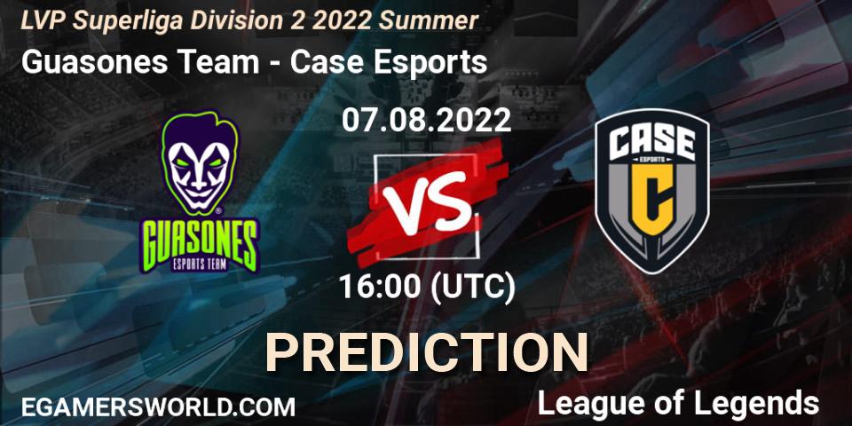 Guasones Team contre Case Esports : prédiction de match. 07.08.2022 at 16:00. LoL, LVP Superliga Division 2 Summer 2022
