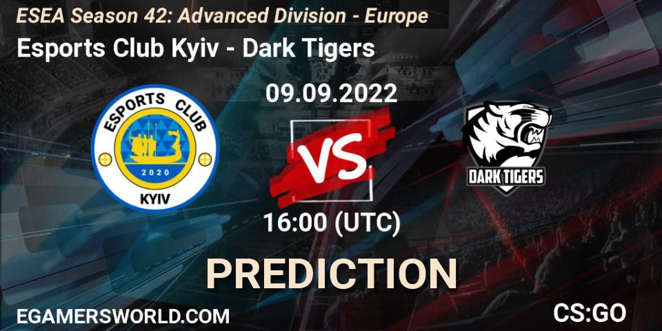 Esports Club Kyiv contre Dark Tigers : prédiction de match. 09.09.2022 at 16:00. Counter-Strike (CS2), ESEA Season 42: Advanced Division - Europe