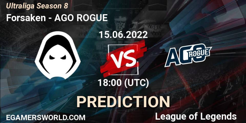 Forsaken contre AGO ROGUE : prédiction de match. 15.06.2022 at 18:00. LoL, Ultraliga Season 8