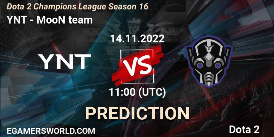 YNT contre MooN team : prédiction de match. 14.11.2022 at 11:02. Dota 2, Dota 2 Champions League Season 16