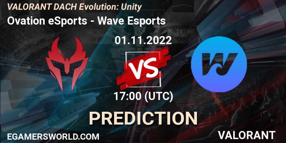 Ovation eSports contre Wave Esports : prédiction de match. 01.11.2022 at 18:00. VALORANT, VALORANT DACH Evolution: Unity