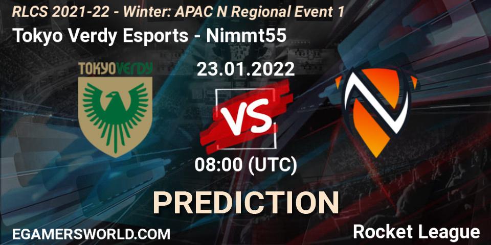 Tokyo Verdy Esports contre Nimmt55 : prédiction de match. 23.01.2022 at 10:00. Rocket League, RLCS 2021-22 - Winter: APAC N Regional Event 1