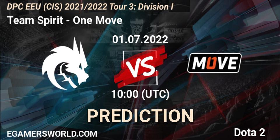 Team Spirit contre One Move : prédiction de match. 01.07.22. Dota 2, DPC EEU (CIS) 2021/2022 Tour 3: Division I