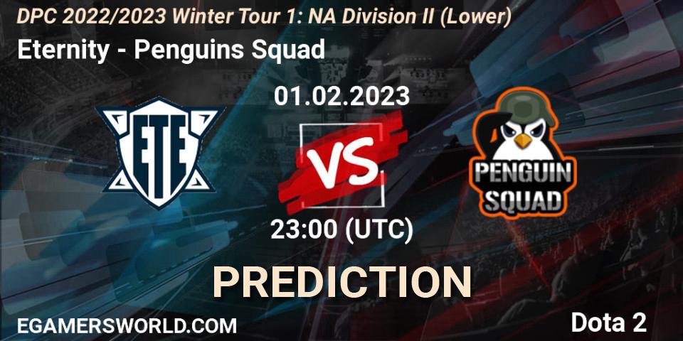 Eternity contre Penguins Squad : prédiction de match. 01.02.23. Dota 2, DPC 2022/2023 Winter Tour 1: NA Division II (Lower)