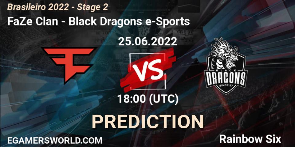 FaZe Clan contre Black Dragons e-Sports : prédiction de match. 25.06.2022 at 18:00. Rainbow Six, Brasileirão 2022 - Stage 2