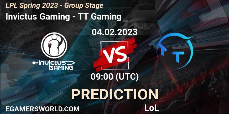 Invictus Gaming contre TT Gaming : prédiction de match. 04.02.23. LoL, LPL Spring 2023 - Group Stage