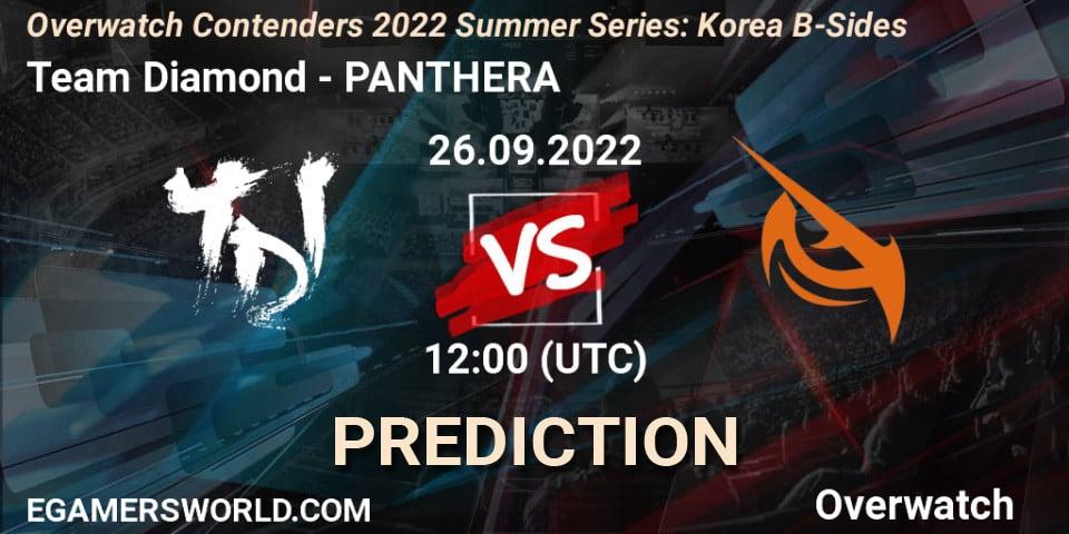Team Diamond contre PANTHERA : prédiction de match. 26.09.2022 at 12:00. Overwatch, Overwatch Contenders 2022 Summer Series: Korea B-Sides
