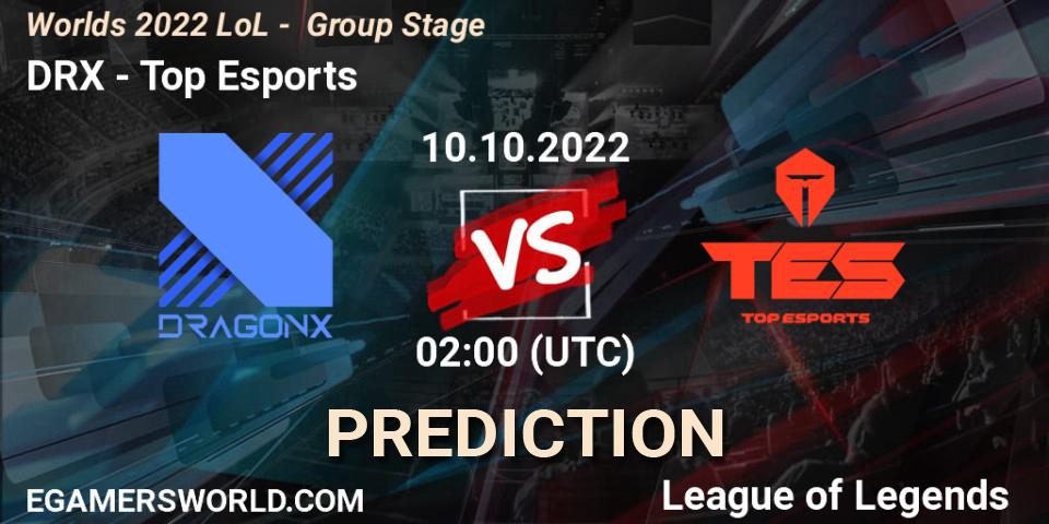 DRX contre Top Esports : prédiction de match. 10.10.2022 at 02:00. LoL, Worlds 2022 LoL - Group Stage