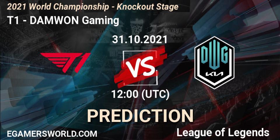T1 contre DAMWON Gaming : prédiction de match. 30.10.2021 at 12:00. LoL, 2021 World Championship - Knockout Stage
