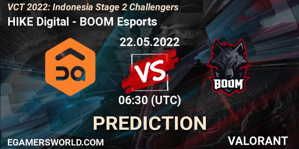 HIKE Digital contre BOOM Esports : prédiction de match. 22.05.2022 at 07:30. VALORANT, VCT 2022: Indonesia Stage 2 Challengers
