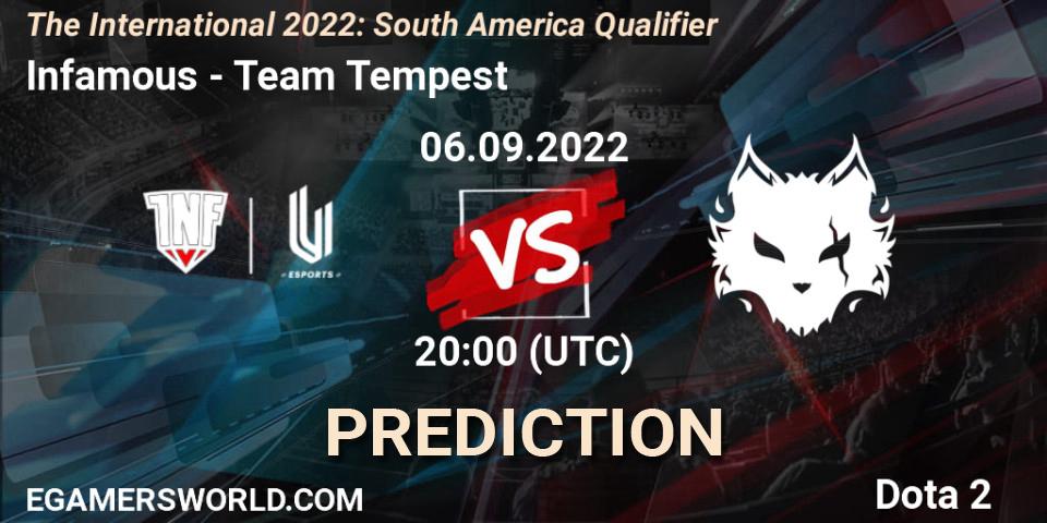 Infamous contre Team Tempest : prédiction de match. 06.09.2022 at 20:10. Dota 2, The International 2022: South America Qualifier