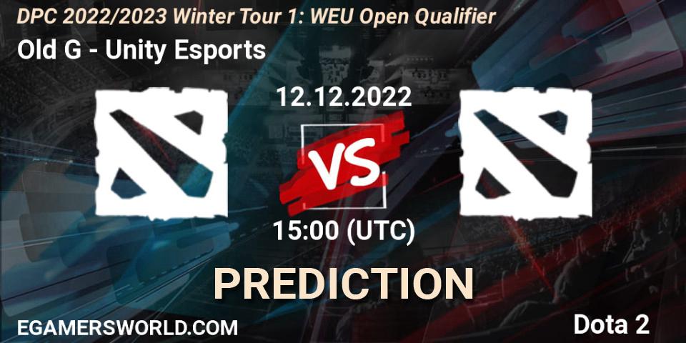 Old G contre Unity Esports : prédiction de match. 12.12.2022 at 15:07. Dota 2, DPC 2022/2023 Winter Tour 1: WEU Open Qualifier 1