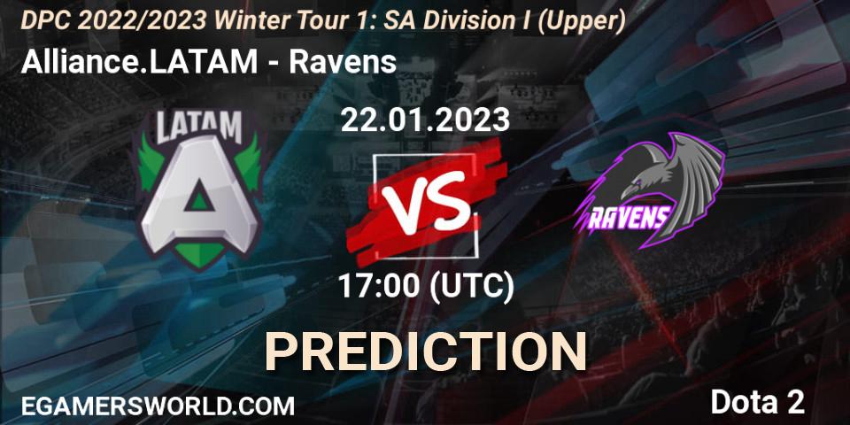 Alliance.LATAM contre Ravens : prédiction de match. 22.01.2023 at 17:04. Dota 2, DPC 2022/2023 Winter Tour 1: SA Division I (Upper) 