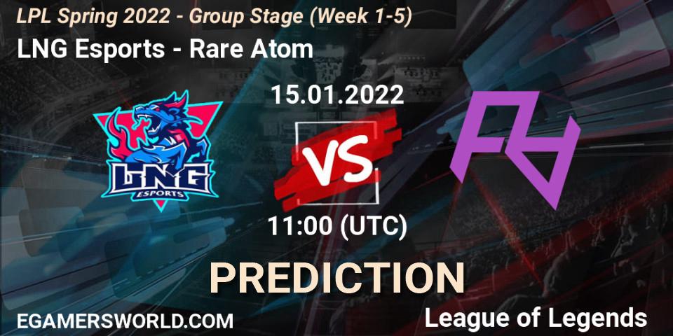 LNG Esports contre Rare Atom : prédiction de match. 15.01.22. LoL, LPL Spring 2022 - Group Stage (Week 1-5)