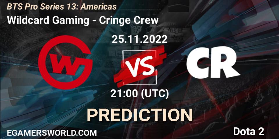 Wildcard Gaming contre Cringe Crew : prédiction de match. 25.11.22. Dota 2, BTS Pro Series 13: Americas