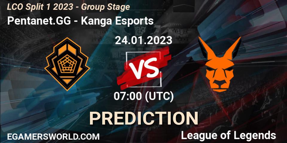 Pentanet.GG contre Kanga Esports : prédiction de match. 24.01.2023 at 07:00. LoL, LCO Split 1 2023 - Group Stage
