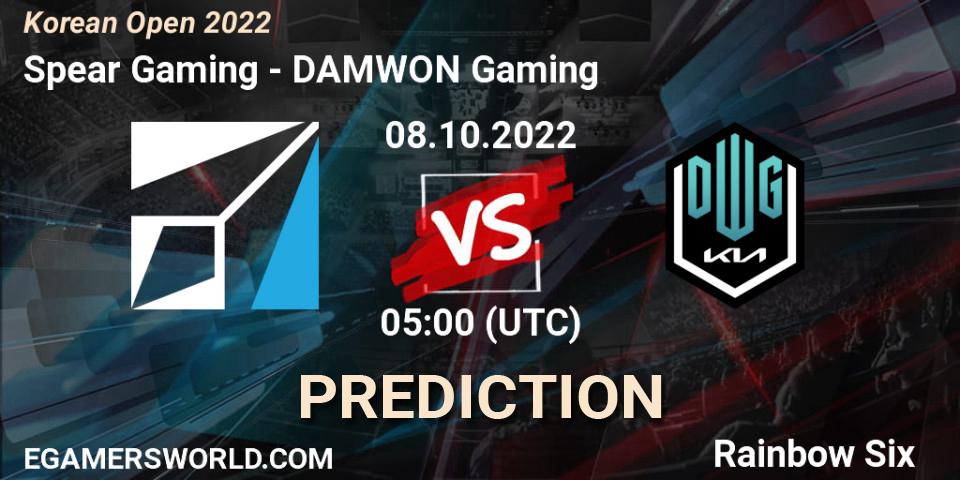 Spear Gaming contre DAMWON Gaming : prédiction de match. 08.10.2022 at 05:00. Rainbow Six, Korean Open 2022