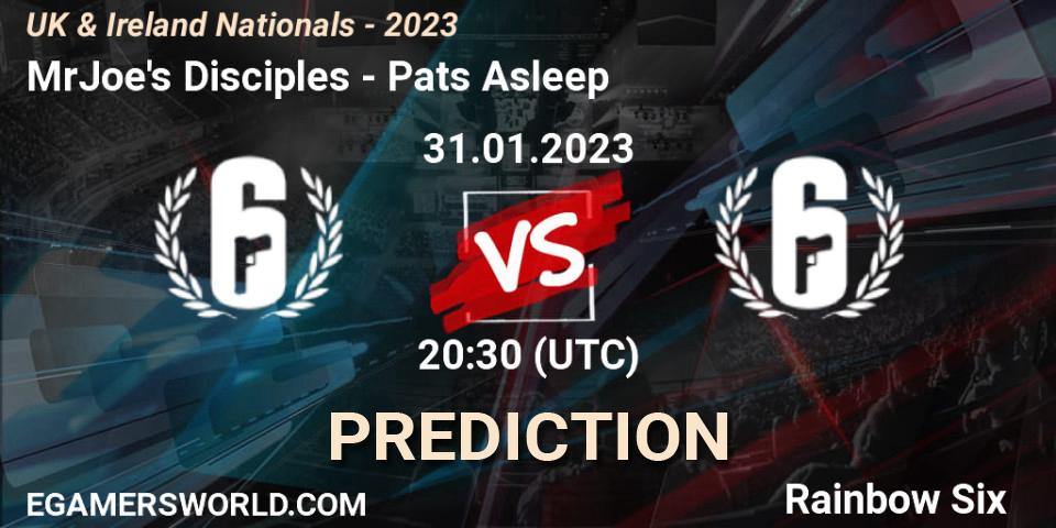 MrJoe's Disciples contre Pats Asleep : prédiction de match. 31.01.2023 at 19:15. Rainbow Six, UK & Ireland Nationals - 2023