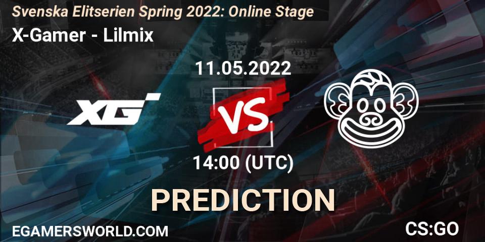 X-Gamer contre Lilmix : prédiction de match. 11.05.2022 at 14:00. Counter-Strike (CS2), Svenska Elitserien Spring 2022: Online Stage