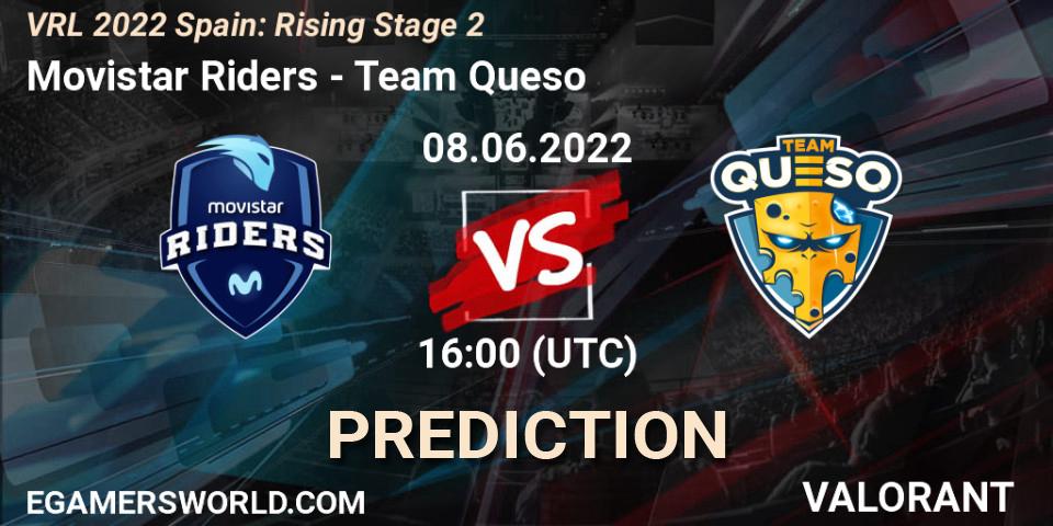 Movistar Riders contre Team Queso : prédiction de match. 08.06.2022 at 16:20. VALORANT, VRL 2022 Spain: Rising Stage 2