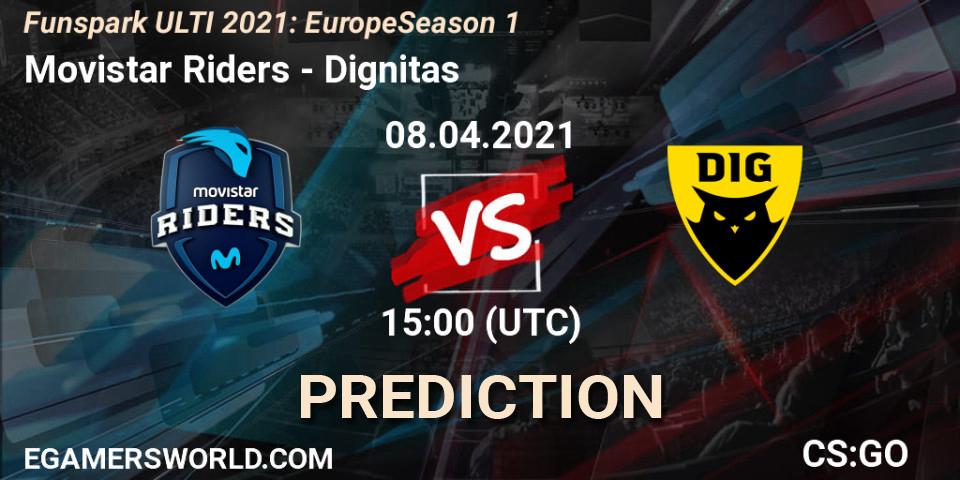 Movistar Riders contre Dignitas : prédiction de match. 08.04.2021 at 12:45. Counter-Strike (CS2), Funspark ULTI 2021: Europe Season 1