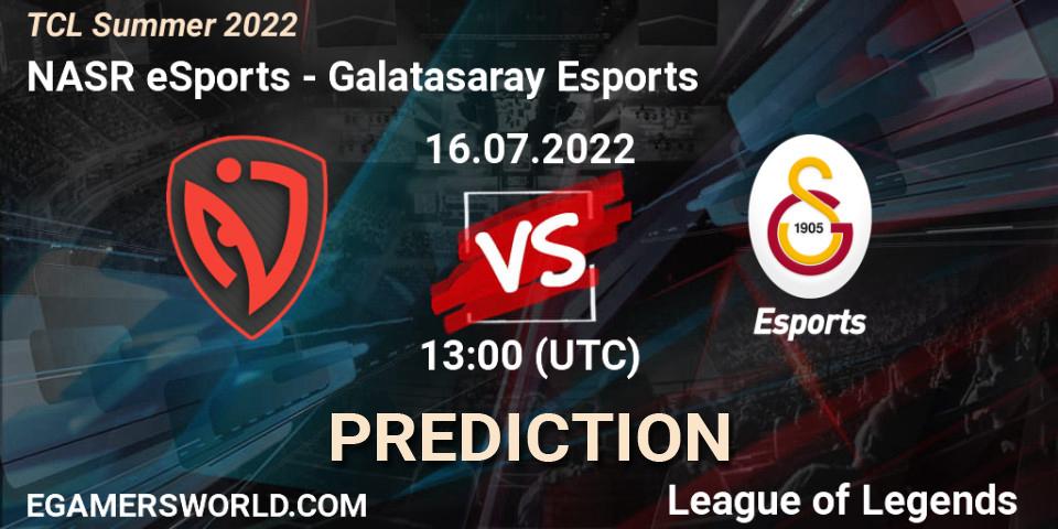 NASR eSports contre Galatasaray Esports : prédiction de match. 16.07.2022 at 15:00. LoL, TCL Summer 2022