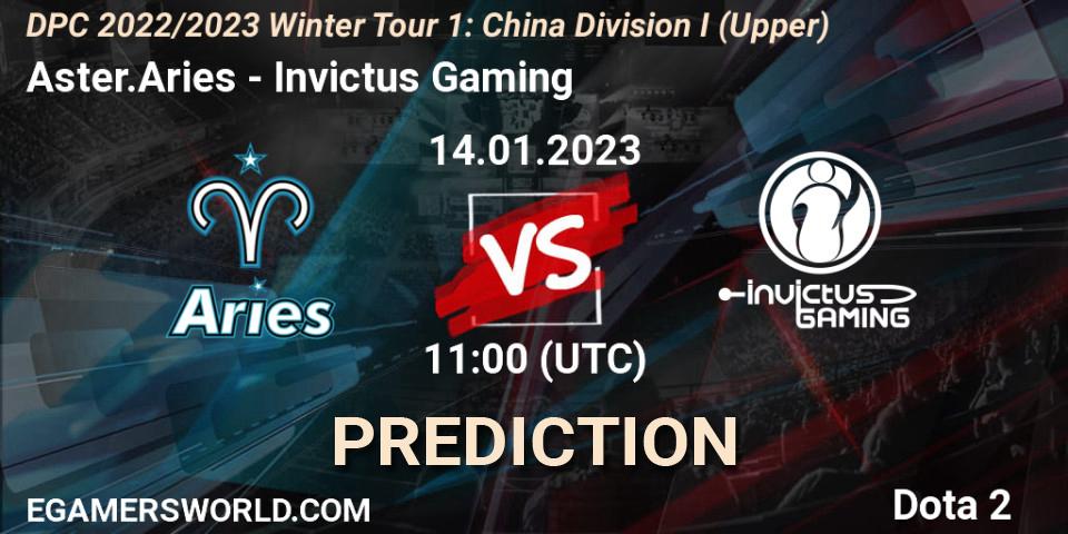 Aster.Aries contre Invictus Gaming : prédiction de match. 14.01.23. Dota 2, DPC 2022/2023 Winter Tour 1: CN Division I (Upper)