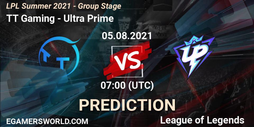 TT Gaming contre Ultra Prime : prédiction de match. 05.08.21. LoL, LPL Summer 2021 - Group Stage