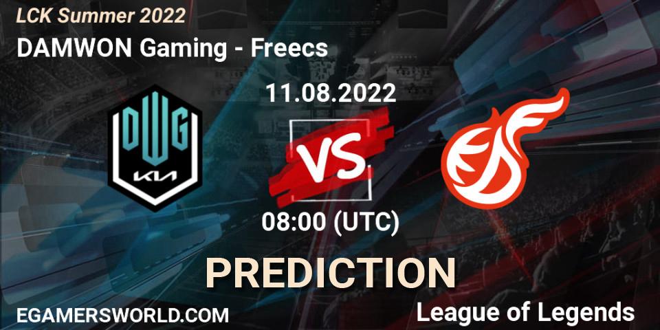 DAMWON Gaming contre Freecs : prédiction de match. 11.08.2022 at 08:00. LoL, LCK Summer 2022