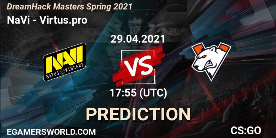 NaVi contre Virtus.pro : prédiction de match. 29.04.2021 at 18:15. Counter-Strike (CS2), DreamHack Masters Spring 2021