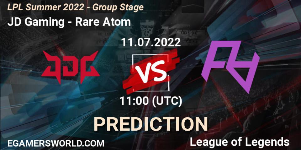 JD Gaming contre Rare Atom : prédiction de match. 11.07.2022 at 11:00. LoL, LPL Summer 2022 - Group Stage