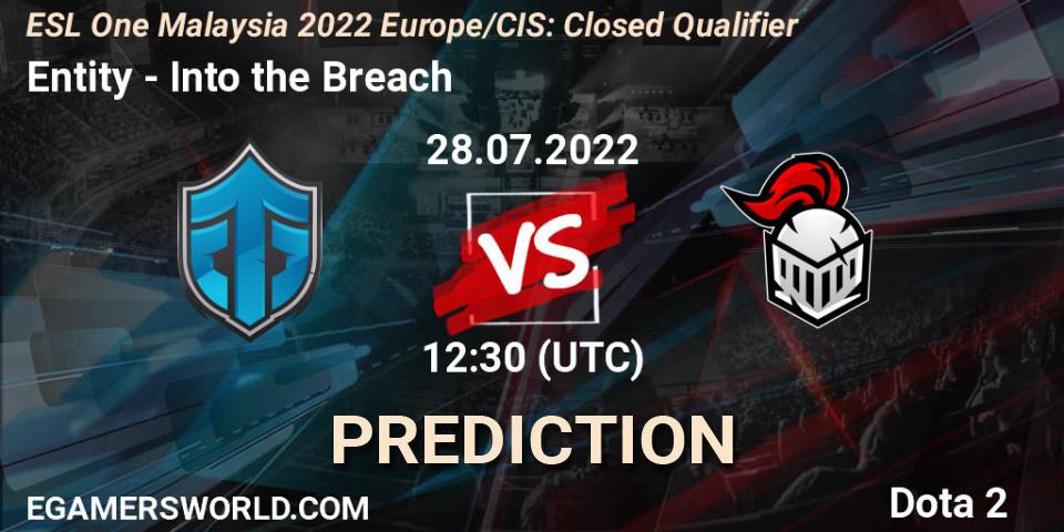 Entity contre Into the Breach : prédiction de match. 28.07.2022 at 12:30. Dota 2, ESL One Malaysia 2022 Europe/CIS: Closed Qualifier