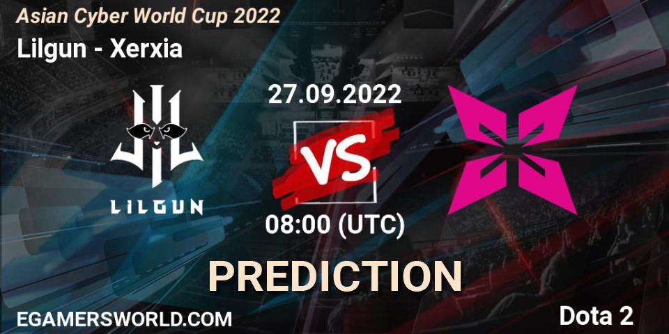 Positive Vibes contre Xerxia : prédiction de match. 27.09.2022 at 06:00. Dota 2, Asian Cyber World Cup 2022
