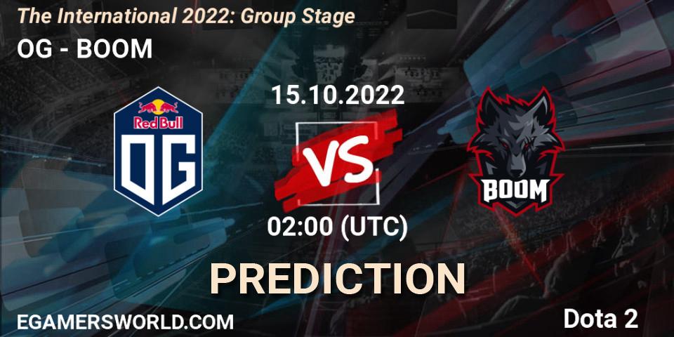 OG contre BOOM : prédiction de match. 15.10.22. Dota 2, The International 2022: Group Stage