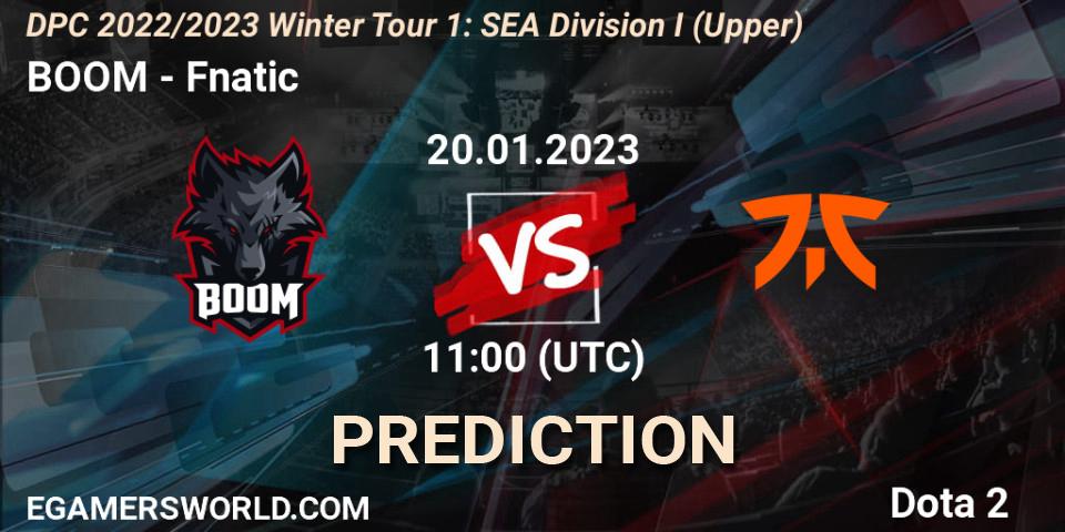 BOOM contre Fnatic : prédiction de match. 20.01.23. Dota 2, DPC 2022/2023 Winter Tour 1: SEA Division I (Upper)