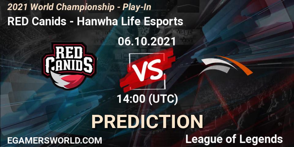 RED Canids contre Hanwha Life Esports : prédiction de match. 06.10.2021 at 13:55. LoL, 2021 World Championship - Play-In