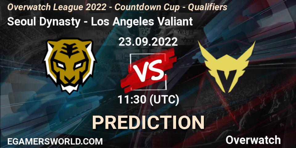 Seoul Dynasty contre Los Angeles Valiant : prédiction de match. 23.09.2022 at 11:30. Overwatch, Overwatch League 2022 - Countdown Cup - Qualifiers
