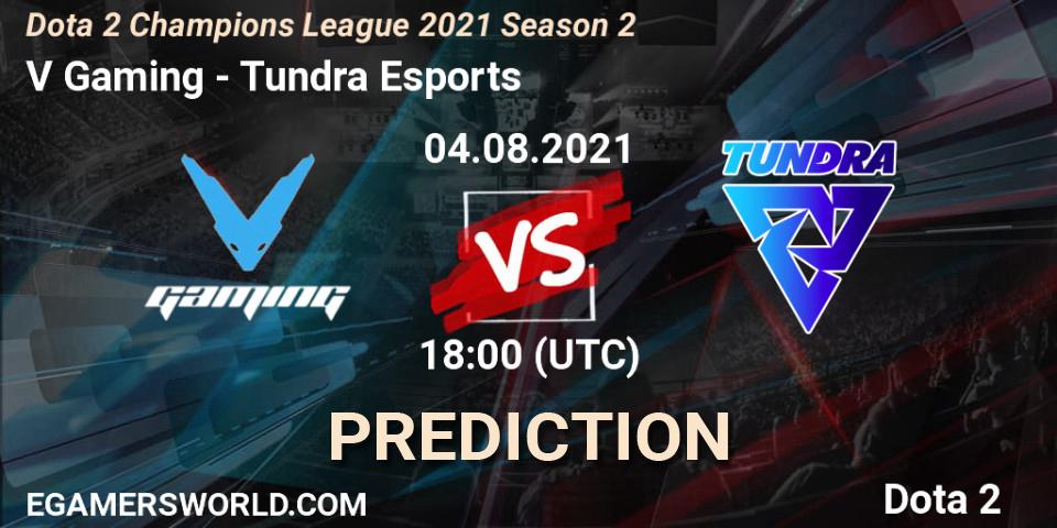 V Gaming contre Tundra Esports : prédiction de match. 04.08.2021 at 18:23. Dota 2, Dota 2 Champions League 2021 Season 2