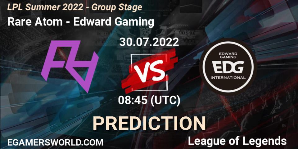 Rare Atom contre Edward Gaming : prédiction de match. 30.07.2022 at 09:00. LoL, LPL Summer 2022 - Group Stage
