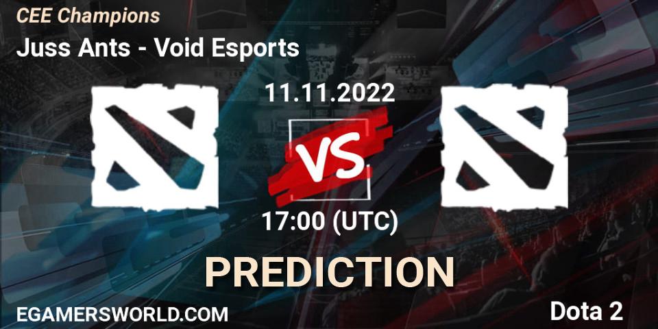Juss Ants contre Void Esports : prédiction de match. 11.11.2022 at 17:00. Dota 2, CEE Champions