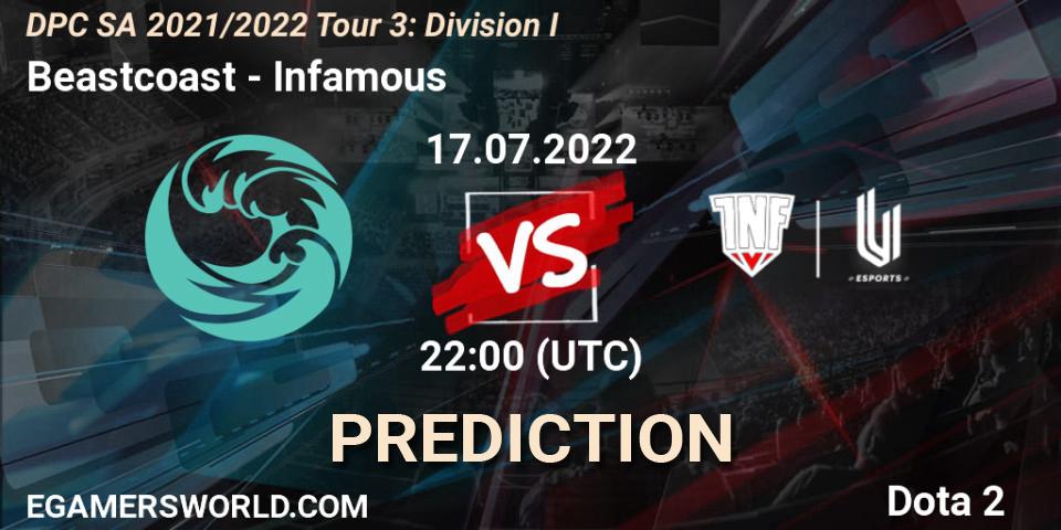 Beastcoast contre Infamous : prédiction de match. 17.07.22. Dota 2, DPC SA 2021/2022 Tour 3: Division I