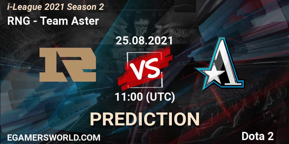 RNG contre Team Aster : prédiction de match. 25.08.2021 at 11:34. Dota 2, i-League 2021 Season 2