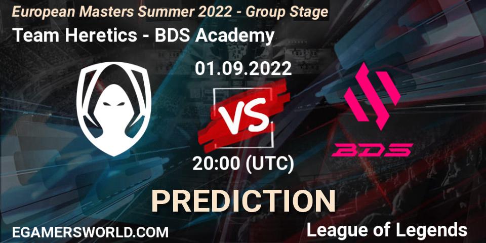 Team Heretics contre BDS Academy : prédiction de match. 01.09.2022 at 20:00. LoL, European Masters Summer 2022 - Group Stage