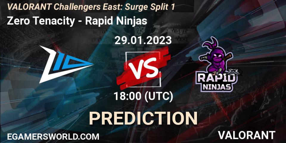 Zero Tenacity contre Rapid Ninjas : prédiction de match. 29.01.23. VALORANT, VALORANT Challengers 2023 East: Surge Split 1