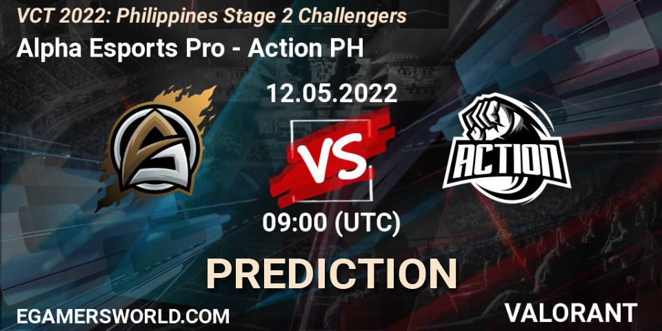 Alpha Esports Pro contre Action PH : prédiction de match. 12.05.2022 at 09:45. VALORANT, VCT 2022: Philippines Stage 2 Challengers
