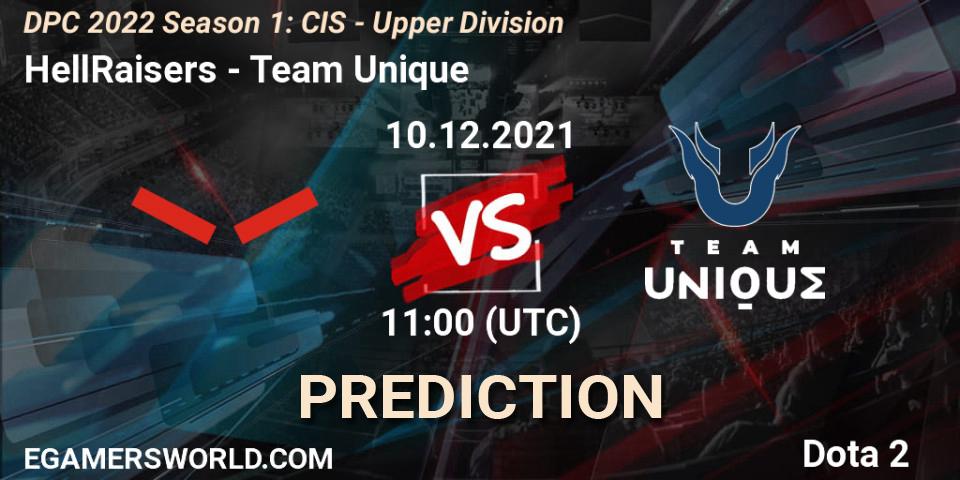 HellRaisers contre Team Unique : prédiction de match. 10.12.2021 at 11:37. Dota 2, DPC 2022 Season 1: CIS - Upper Division