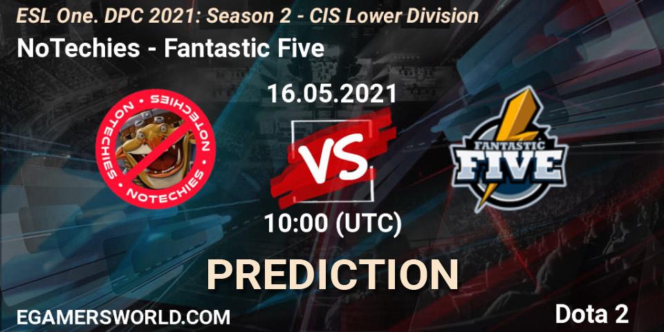NoTechies contre Fantastic Five : prédiction de match. 16.05.2021 at 09:57. Dota 2, ESL One. DPC 2021: Season 2 - CIS Lower Division